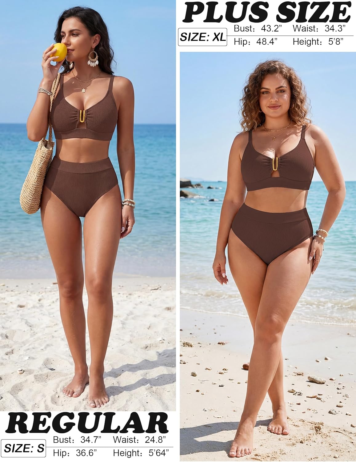 BMJL Womens High Waisted Bikini Sets Ribbed Two Piece Swimsuit V Neck Cutout Lace Up Back Bathing Suit 2026 Summer