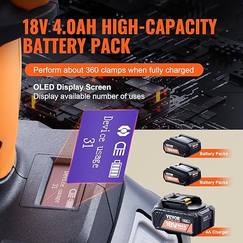 Miniatura 4 de VEVOR Herramienta de prensa profesional, herramienta de prensado de tubos eléctricos de 18 V para tubos de cobre de 12 a 2 pulgadas, crimpadora