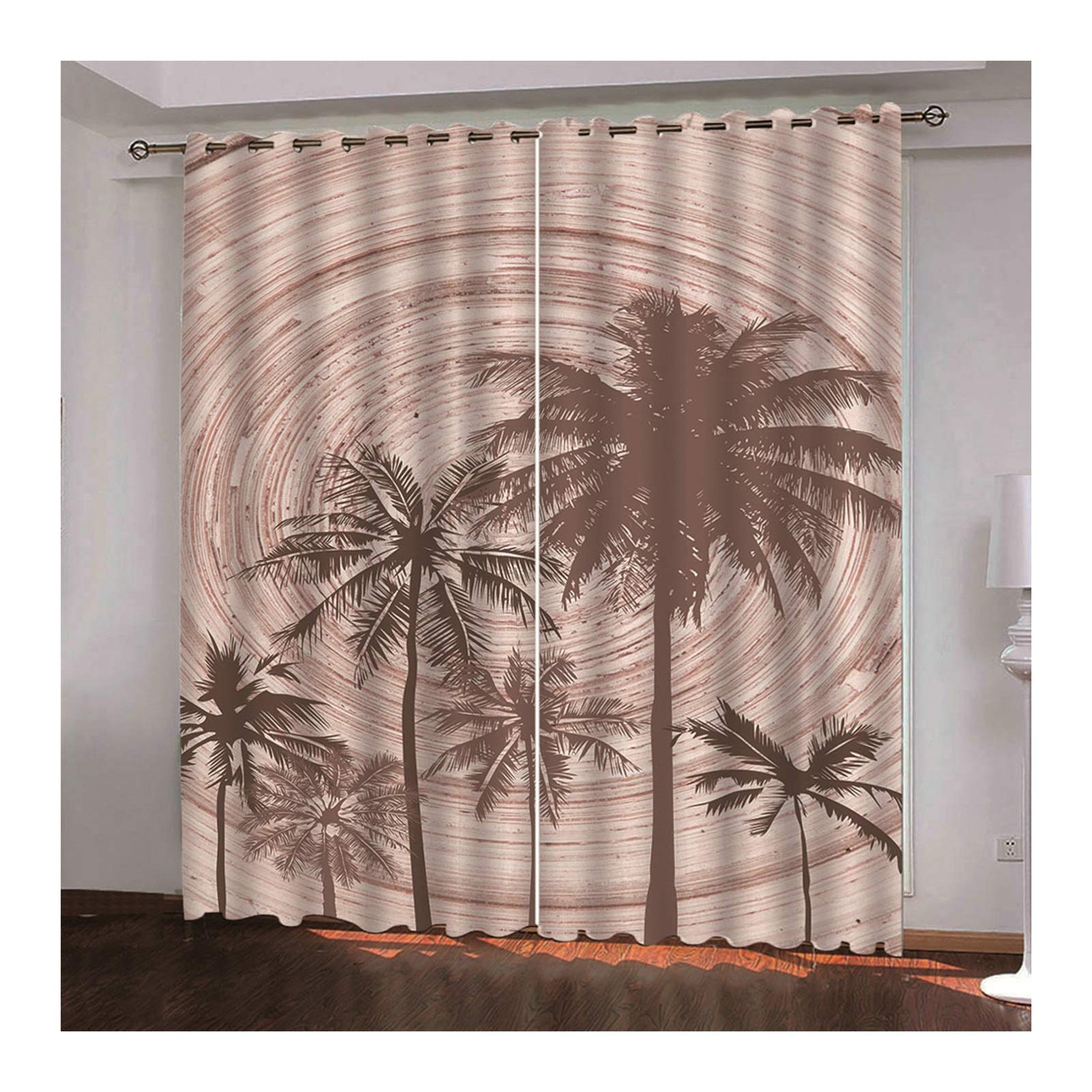 Daesar Zasłony poliestrowe sypialnia 130 x 183 cm zasłony na okna palma zaciemniająca zasłona do sypialni brązowe zasłony salon 2 panele