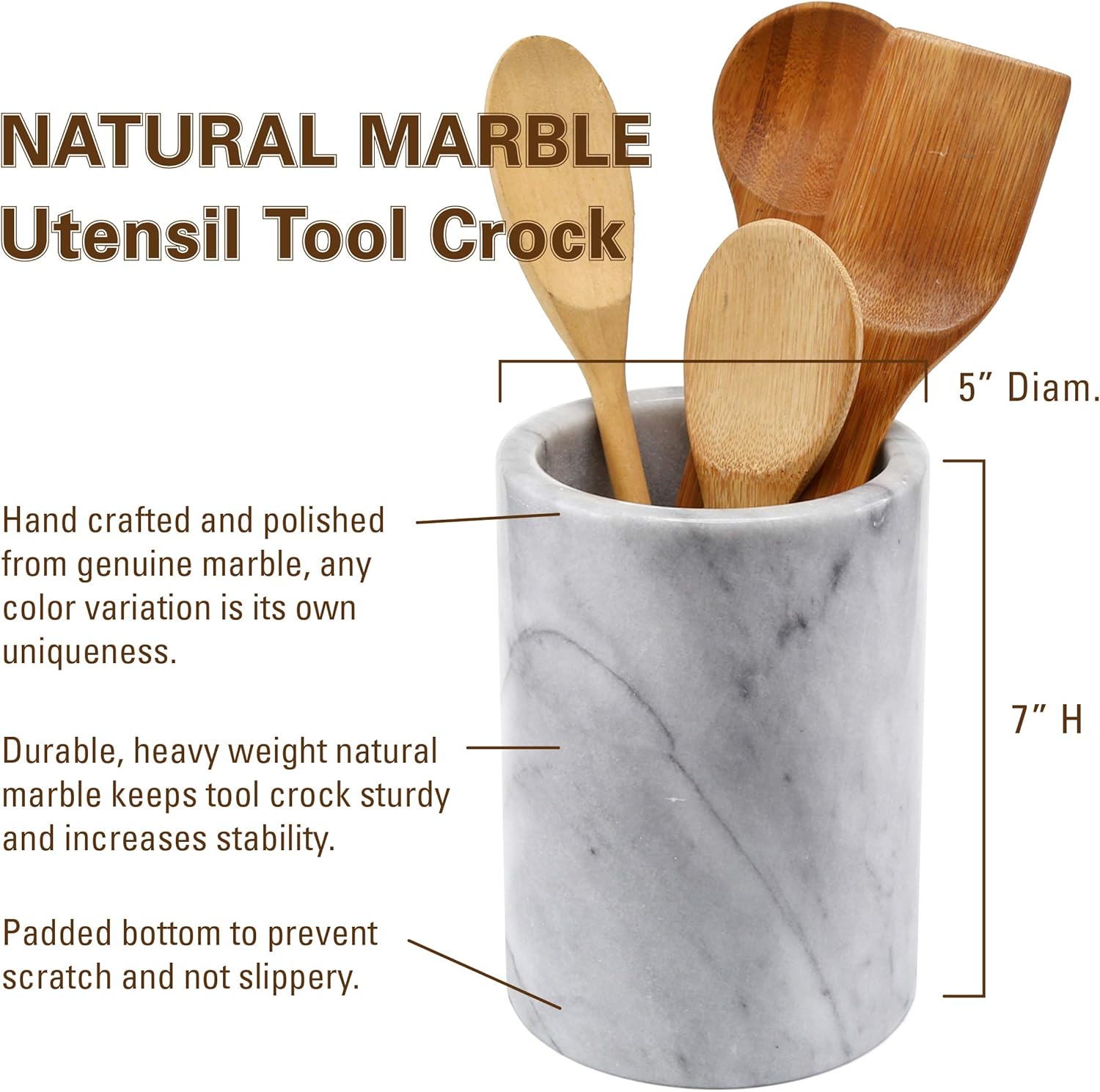 Natural White Marble Cylinder Utensil Holder and Wine Cooler