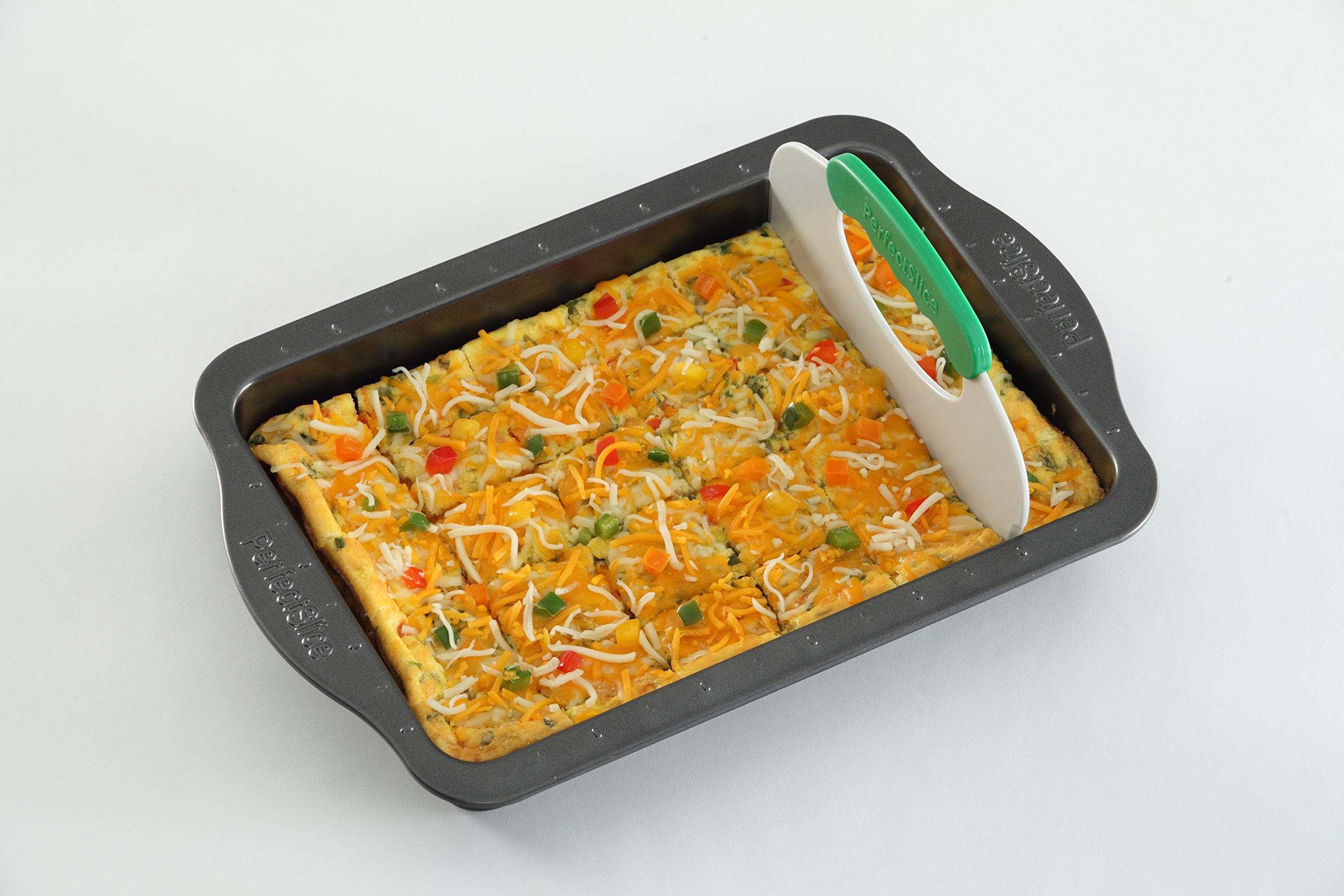 BergHOFF Perfect Slice - Teglia per torte da 22,9 x 33 cm, con coperchio e strumento perfetto per affettare. Crea porzioni perfette dei tuoi piatti da forno e festivi. Porzioni perfette per tutti i