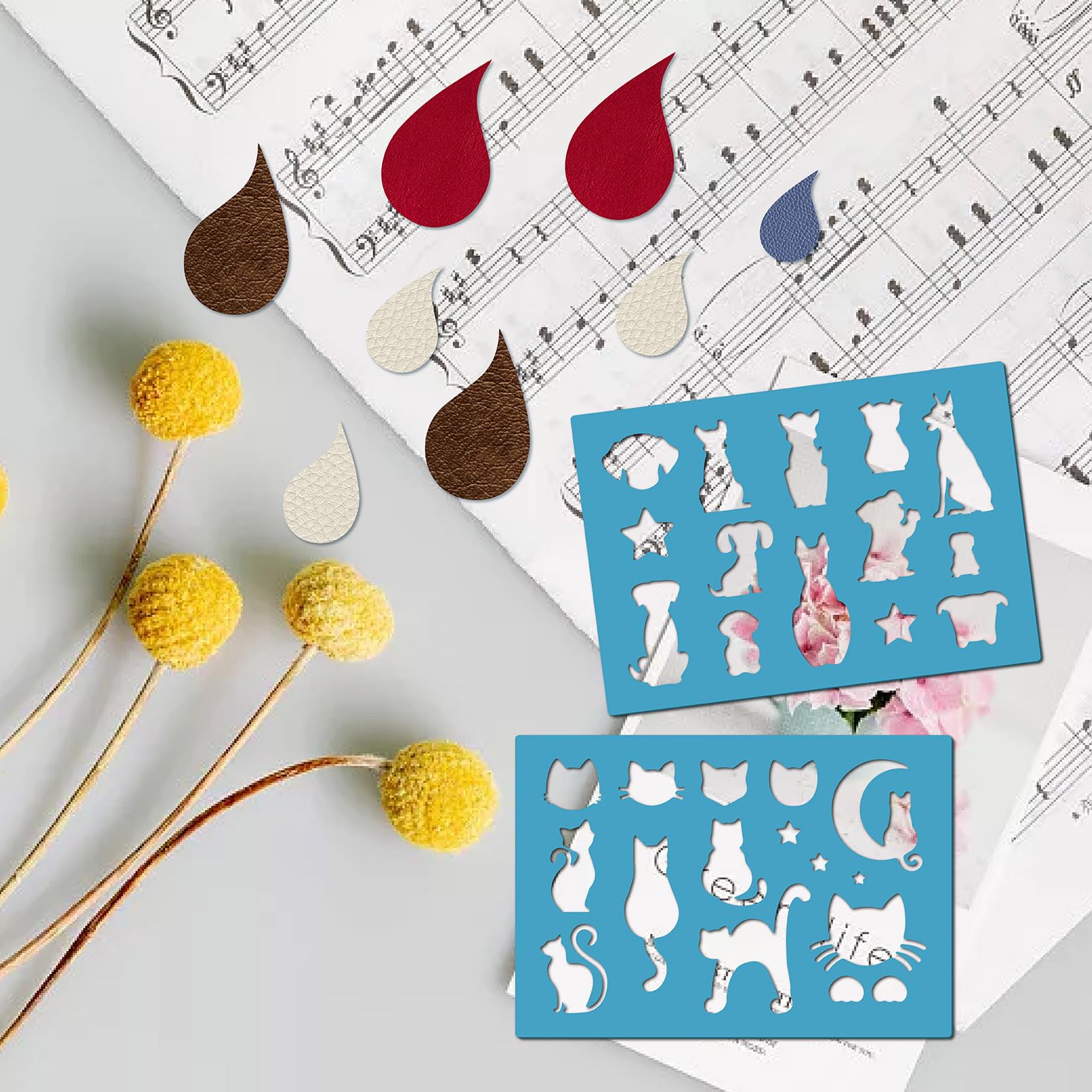Stencil Per Gioielli Con Gatti E Luna - 2 Modelli Riutilizzabili In Acrilico