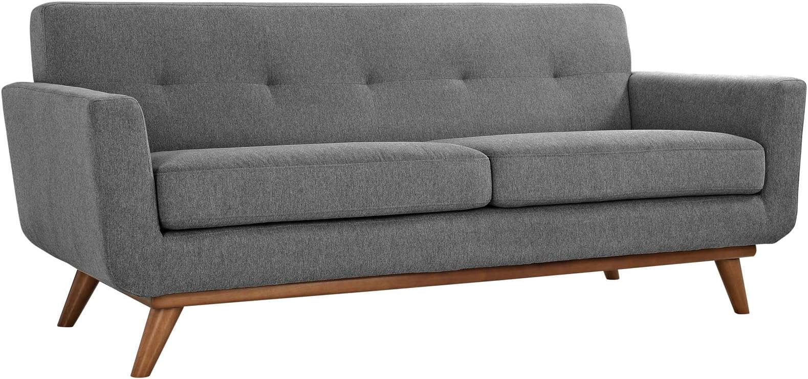Engage Mid-Century Modern Upholstered Fabric Loveseat in Expectation Gray