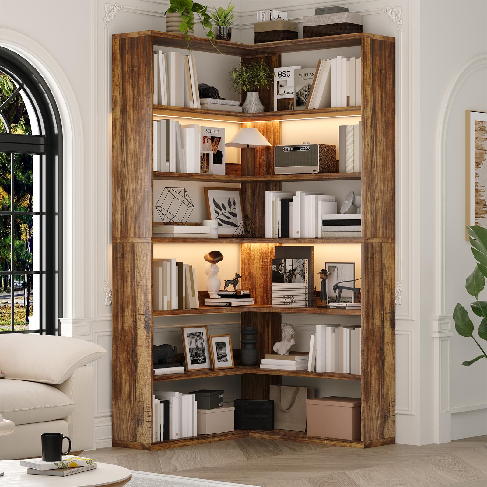 Amazon.com: 4 EVER WINNER Corner Bookshelf, 7 Tier Bookcase with