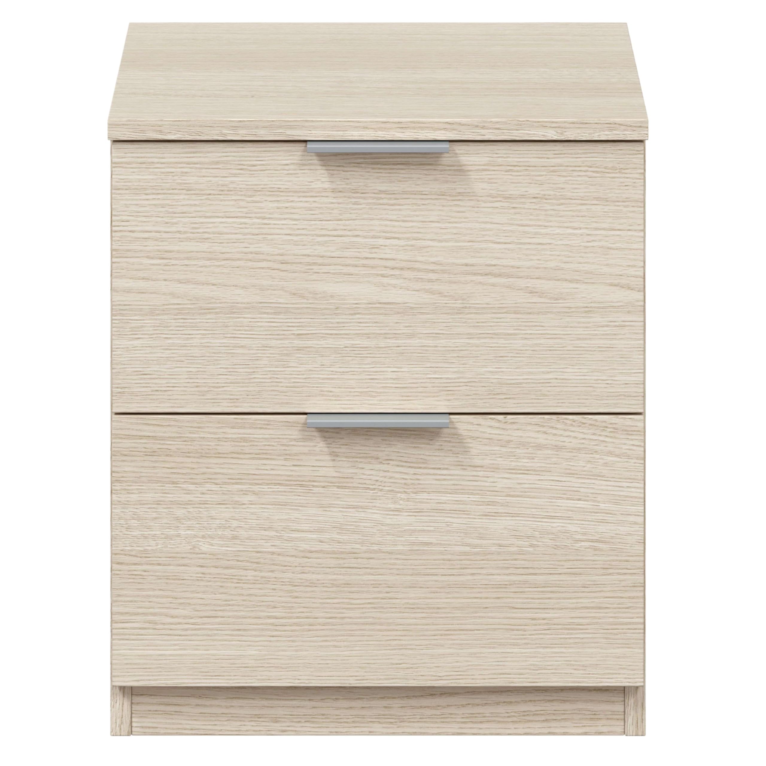Habitdesign LC7820R - Table de Chevet avec Deux tiroirs Low Cost, Table de Chambre à Coucher Couleur Beige, Mesure 45 cm (Hauteur) x 38 cm (Longueur) x 34 cm (Profondeur)