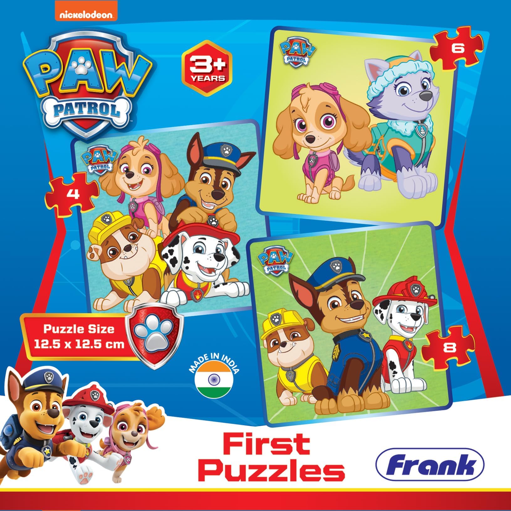 Frank Paw Patrol First Puzzles - A Set of 3 Jigsaw Puzzle for Kids Above 3+ Years - Fun & Challenging Brain Booster Games - for Focus and Memory - 70301