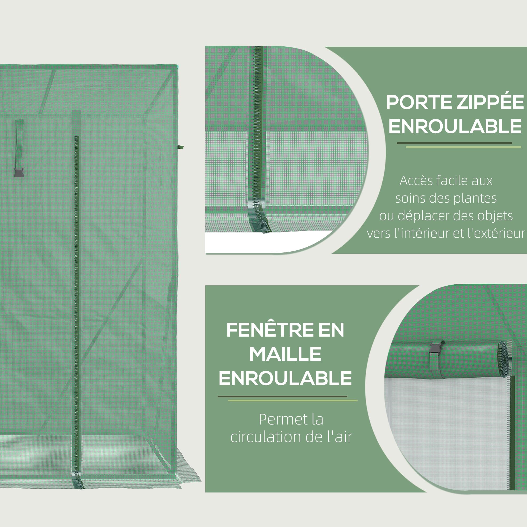 Outsunny Broeikas met roosterfolie, winterbestendige foliekas van staal