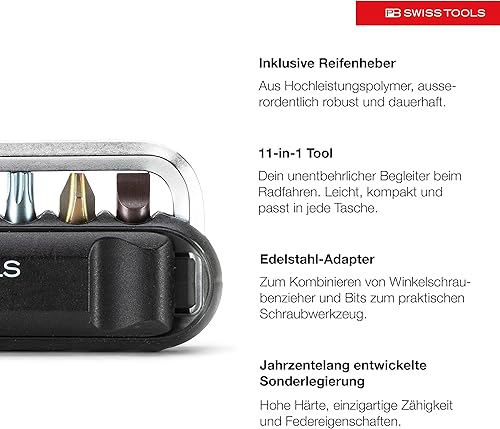 Miniatura 3 de PB Swiss Tools Multiherramienta para bicicleta PB 470  100% fabricada en Suiza, herramienta de bolsillo con brocas, llave Allen, adaptador de acero,