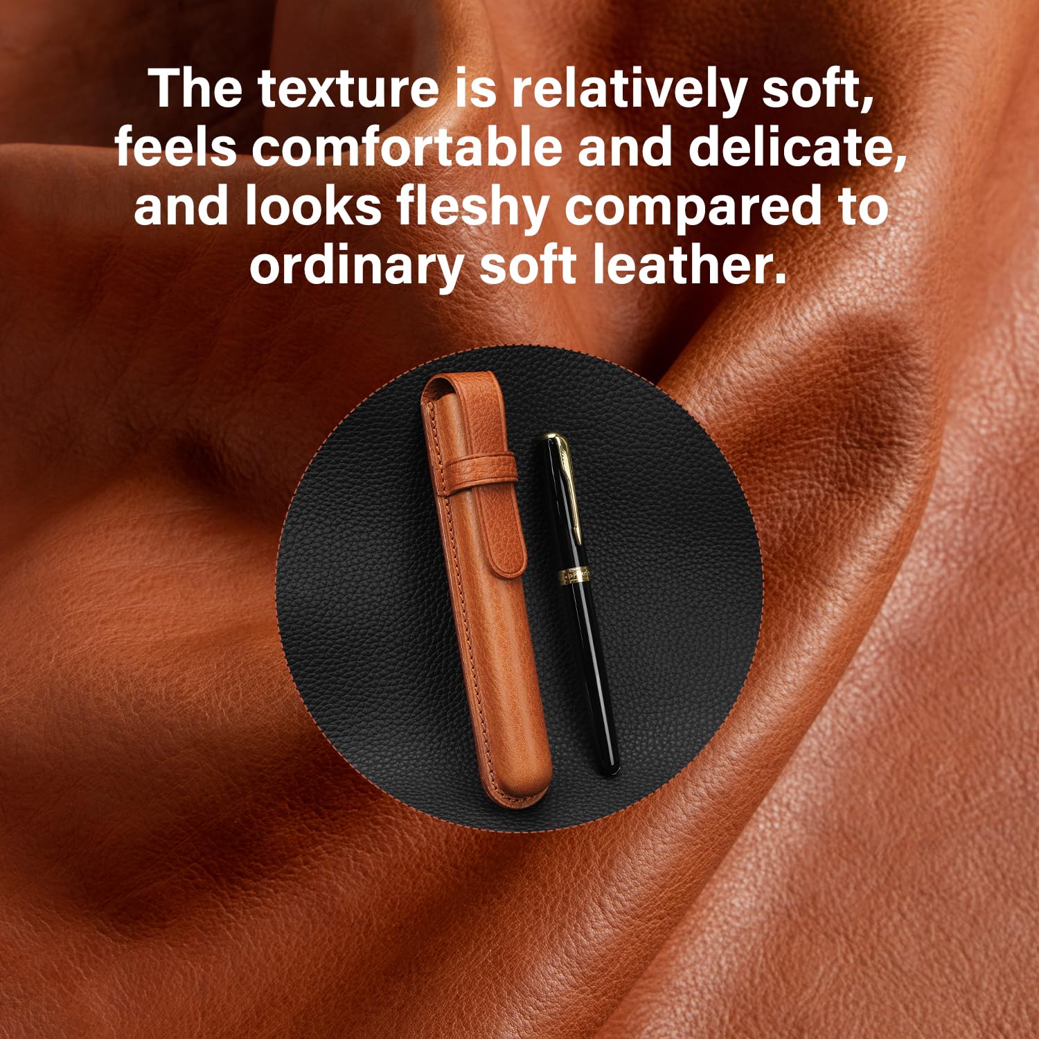 Ręcznie wykonane etui na pióro wieczne z prawdziwej skóry, pokrowiec ochronny na pojedyncze pióro, organizer pokrowiec - brązowy