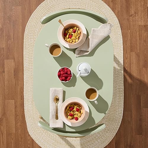 Miniatura 3 de Best Choice Products Juego de mesa de comedor ovalada de 3 piezas, moderno comedor de cocina pequeño con 2 sillas, marco de metal, respaldos curvos,