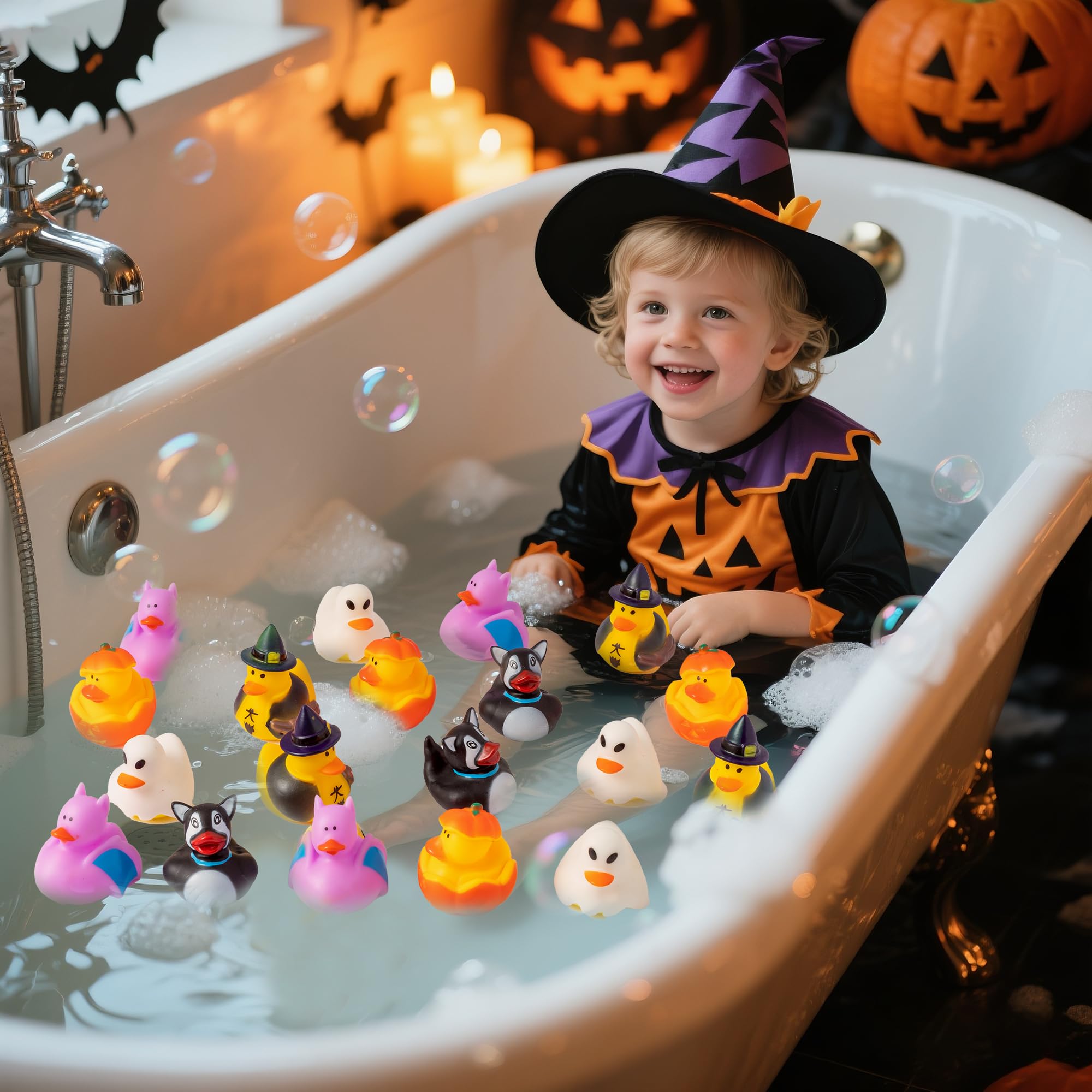 Halloween Toys Halloween Rubber Ducks Bulk 24 Pack, 6 Variety