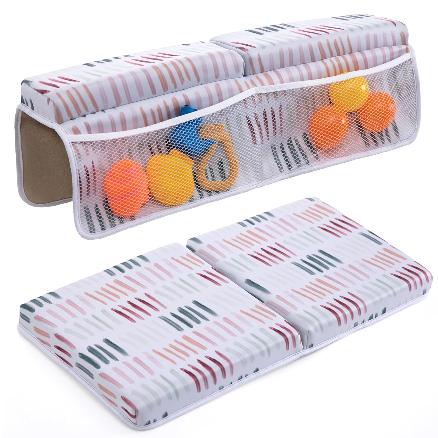 Wildkin Bath Kneeler & Elbow Rest Pad, Dual-Layer Foam, 4 Suction Cups - Dashes