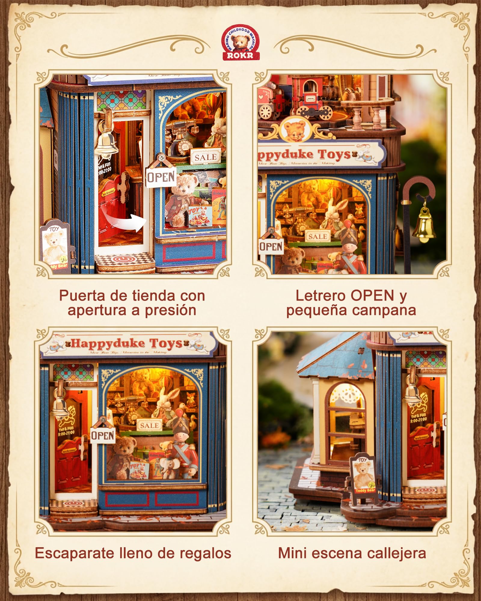 ROKR Happyduke Toy Shop Puzzle 3D de Madera para Adultos, EAM01 | Regalo para adultos,Miniatura decorativa para escritorio