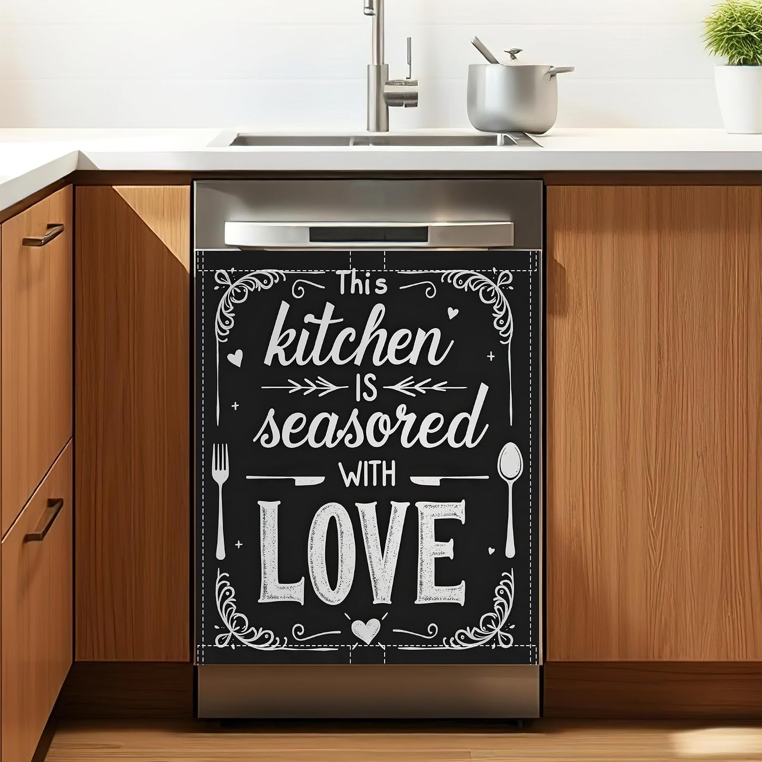 Dishwasher Magnet Cover with Love Kitchen Design 23x26 Inch