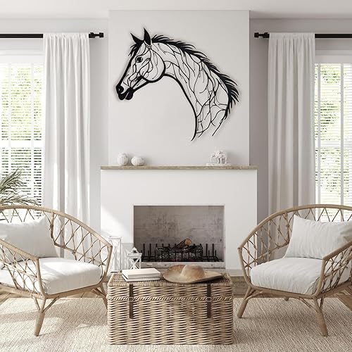 Miniatura 3 de Arte de pared de metal, decoración de pared de metal, caballo de árbol, decoración de pared al aire libre, decoración de pared de arte metálico,