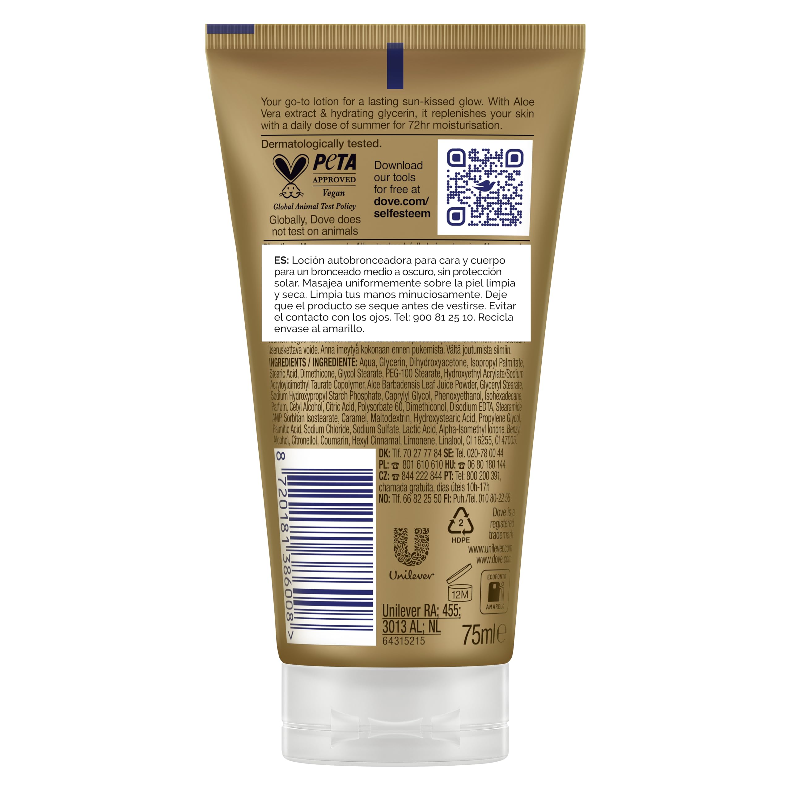 Dove Loción Autobronceadora Facial Summer Revived Para piel de tono medio a oscuro 75 ML