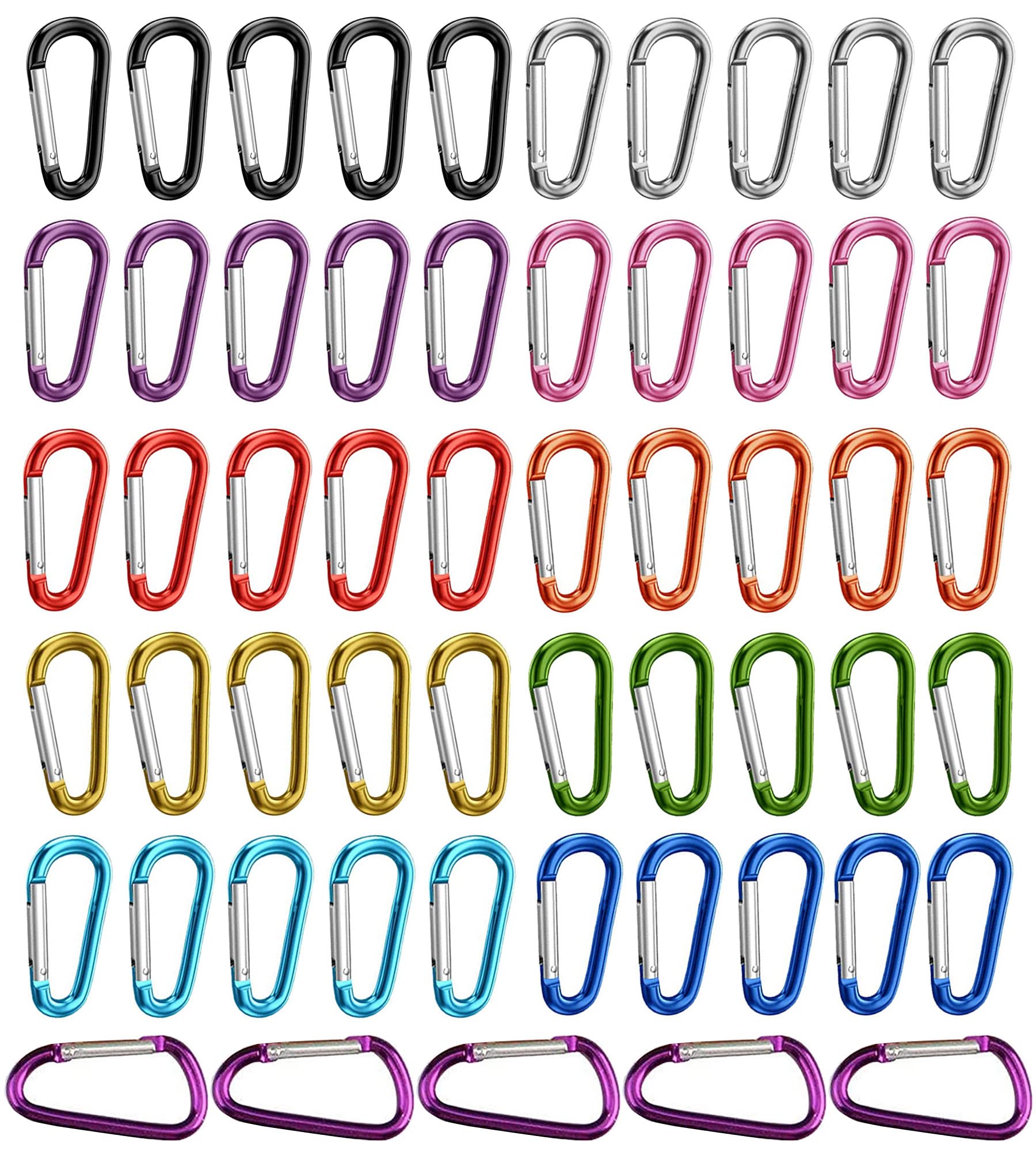 10 moschettoni con anello a D, in lega di alluminio, anello di bloccaggio per scalatore, anello portachiavi, moschettone a forma di D, gancio a D per campeggio ed escursionismo