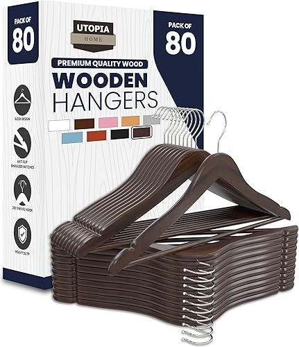 Miniatura 13 de Utopia Home Perchas de Madera Premium Paquete de 30 - Percha para Abrigos Duradera y Delgada - Perchas para Trajes con Gancho Giratorio de 360 Blanco