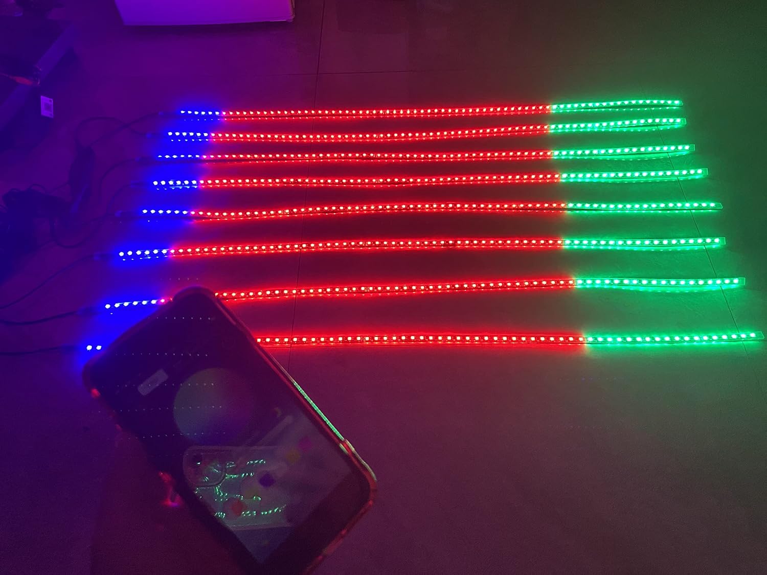 8PCS 5FT (60Inch/1.4M) Dream Color Chasing & RGB LED Light Strips Kit - Chaser Flow, IP68, Bluetooth + Remote Control, for Polaris Slingshot, Ryker, Spyder Hood Grill, Polaris Slingshot Lights