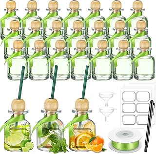 Baderke 24 Pcs 1.7 oz Shot Glasses Patron Bottles with Cork Straw 50ml Mini Empty Tequila Bottles for Drinks Small Reusable Clear Glass Patron Shot Cup with Silk Ribbon Wedding Party Favors, 2 x 2.8in
