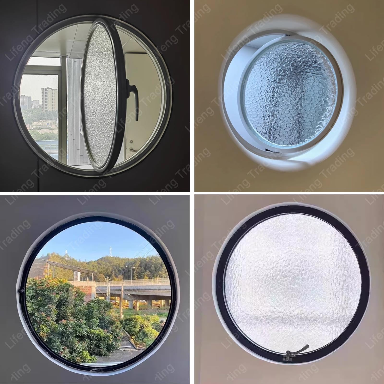 Ventana abatible de cristal templado giratorio de 360° con asa, ventilación interior para cocina, tamaños ajustables, 40-100 cm, diseño moderno (blanco transparente, 50 cm)