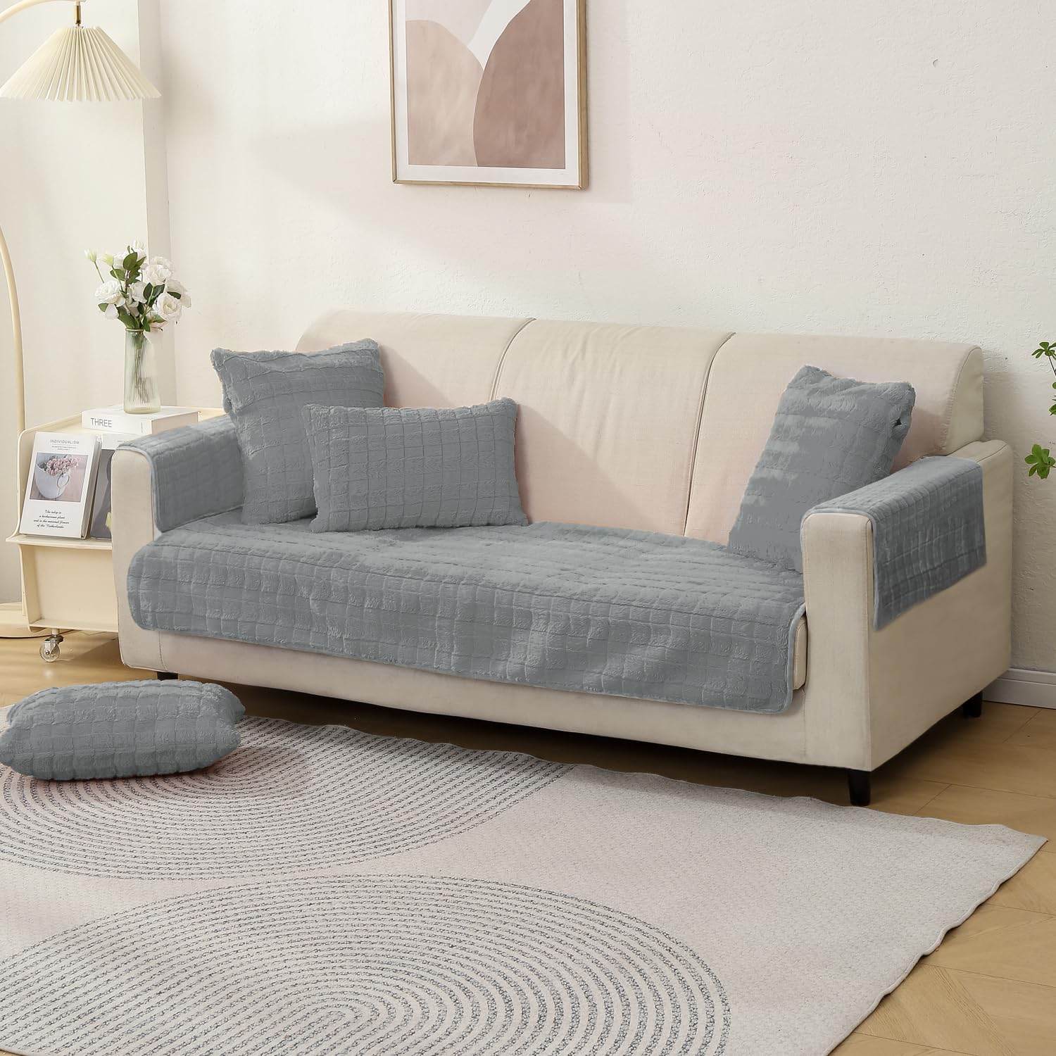 HOKIPO Premium Plush Anti Slip Sofa Cover Mat with 2 Armrest Cover, 1 Seater, Light Grey (AR-5030-LGRY + AR-5151-LGRY*2) (B0D3HJXCWQ) Amazon Price History, Amazon Price Tracker