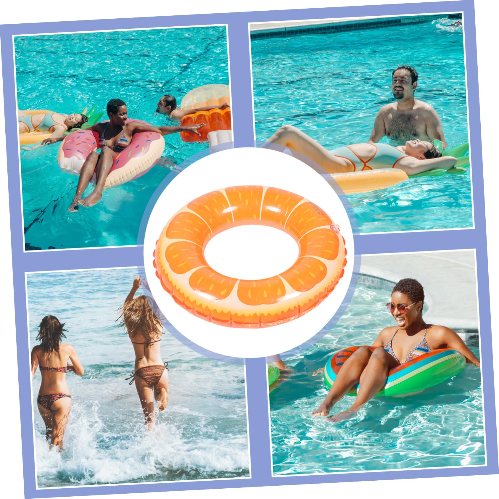 HEMOTON Flatable Pool Toys Fruit Pool Ring Boys and Girls Adults Swim Ring PVC Safe Compact Portable Fun for Pool