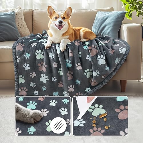 Miniatura 2 de Luciphia Mantas impermeables para mascotas para sofá o cama, a prueba de orina líquida, lavable, suave, esponjosa, manta reversible para perros