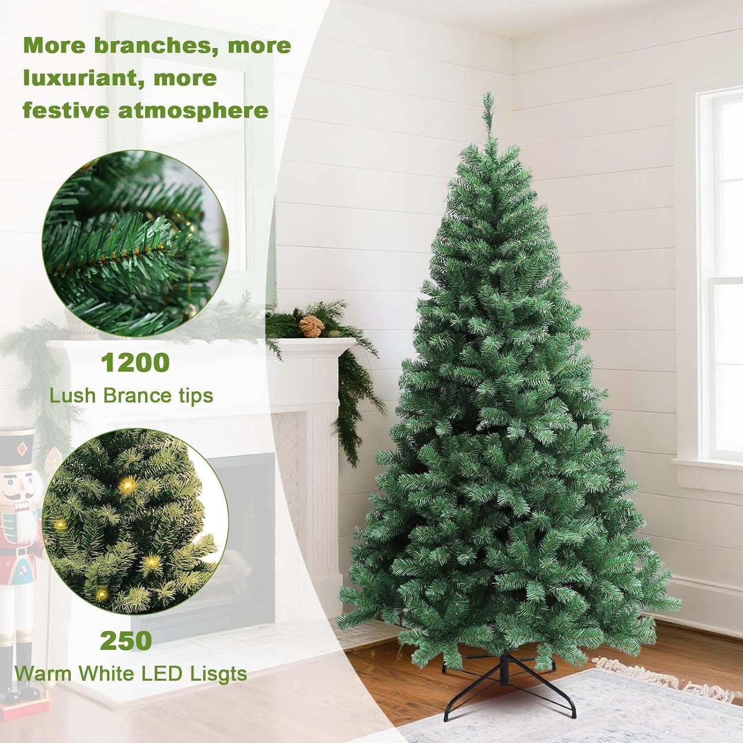Garvee Sapin de Noël Artificiel – Montage Facile, 180CM