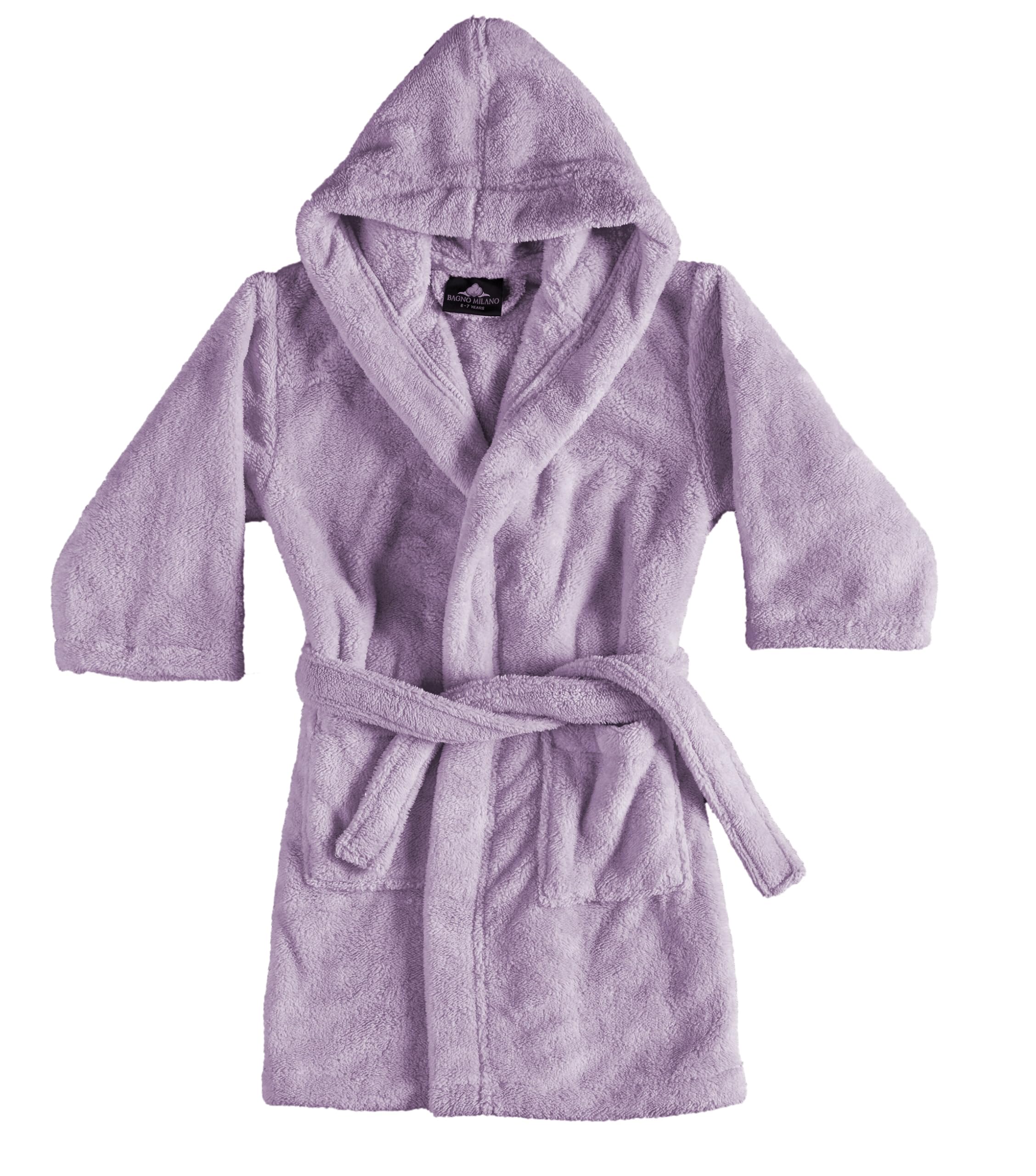 BAGNO MILANO Kids Hooded Plush Fleece Robe, Ultra Soft Cozy Bathrobe for Boys, Girls