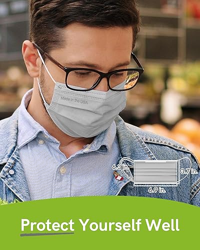 Miniatura 108 de FriCARE Mascarillas desechables, 3 capas ASTM nivel 3 grado médico, elegibles para FSA/HSA, transpirables y cómodas para alergias/protección solar