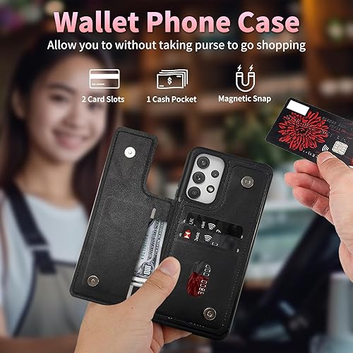 Miniatura 3 de Funda para Samsung A53 5G con ranuras para tarjetas y soporte Funda de cuero PU de doble capa de PC duro TPU suave Funda protectora para Samsung