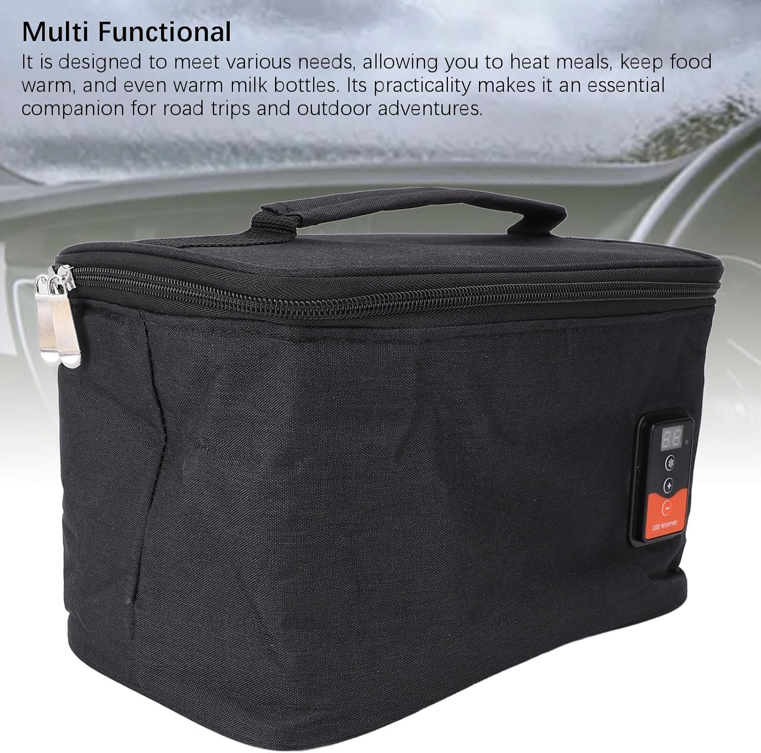 Yoidesu Car Electric Food Heater, Black USB Portable Lunch Heater with Adjustable Temperature, for Lunch Box Wet Tissue Milk Bottle