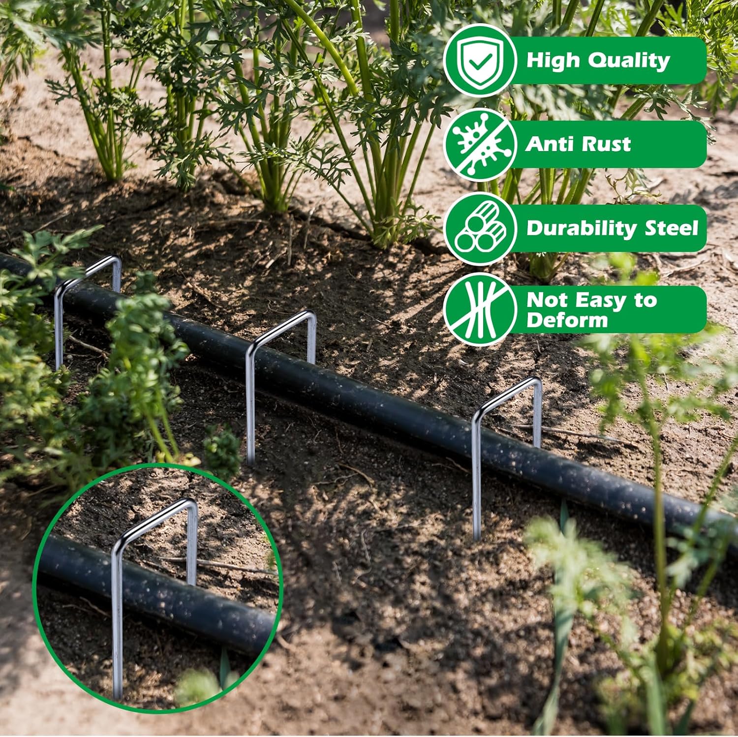 Finderomend 100 Pack Landscape Staples, 8" 8 Gauge Galvanized Steel Garden Stakes,Landscape Pins Turf Staples for Securing Weed Barrier Artificial Grass