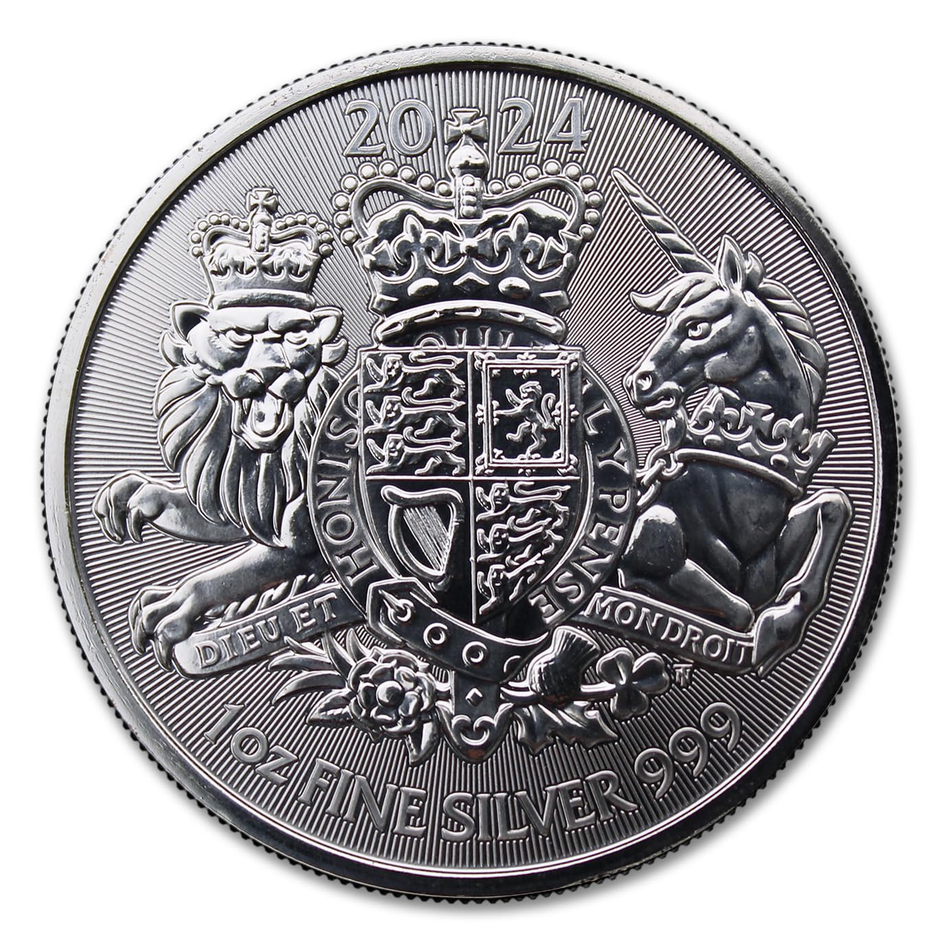 2024-1 oz Silver British Royal Arms Coin Brilliant Uncirculated with Certificate of Authenticity £2 Seller BU