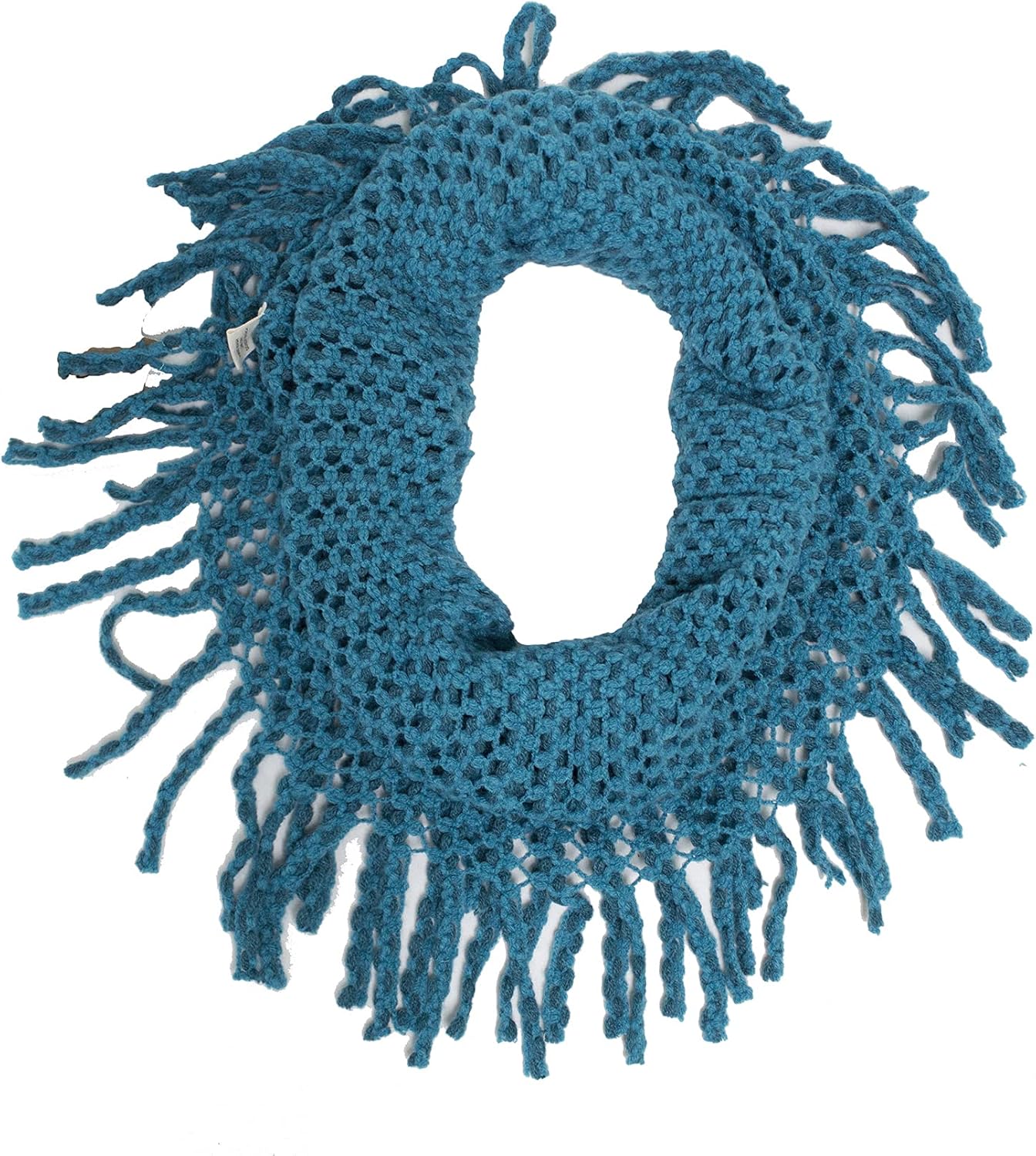stylesilove Two Tone Womens Winter Warm Mini Tube Infinity Scarf With Fringe