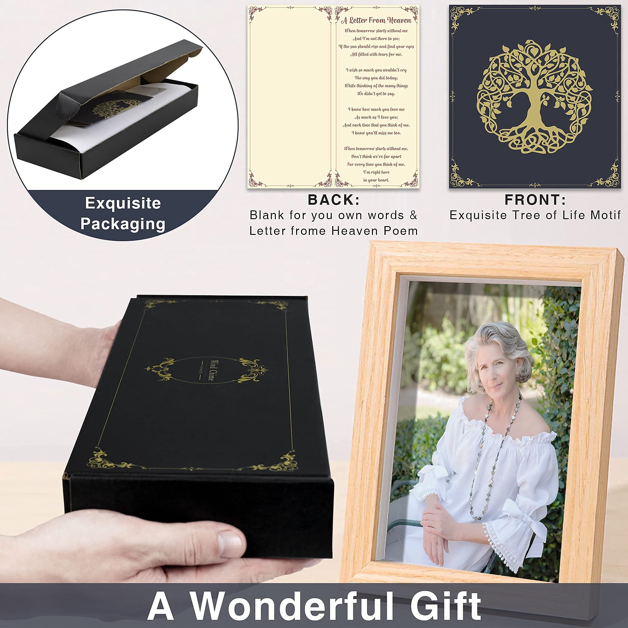 Gedenk-Windspiel Mit QR-Code & Persönlicher Erinnerungsseite | Für Mama, Papa, Geliebte Menschen | Outdoor Geeignet, 66 Cm