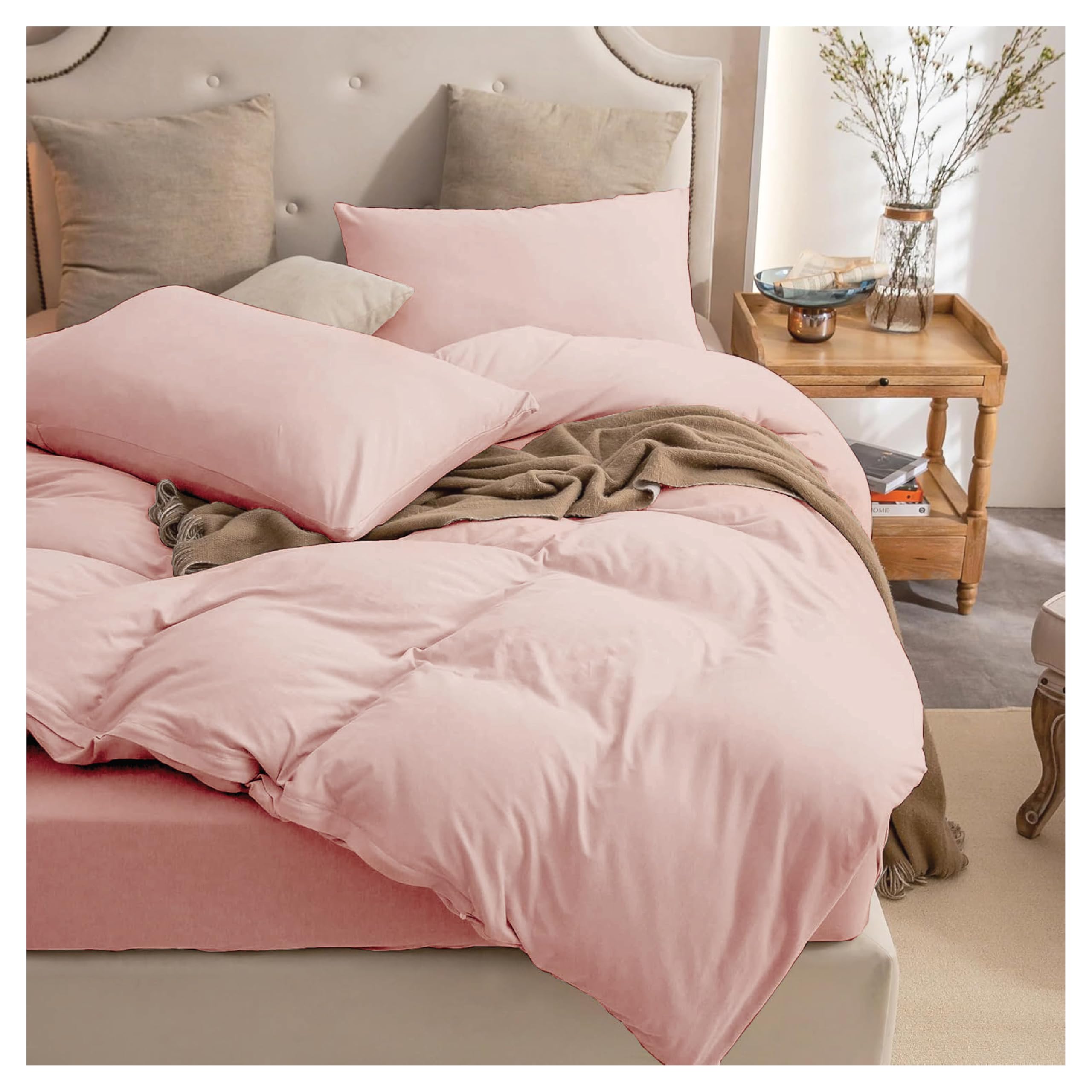 EV Dekor Duvet Cover Microfibre Bedding with Pillowcase (Pink-Single)