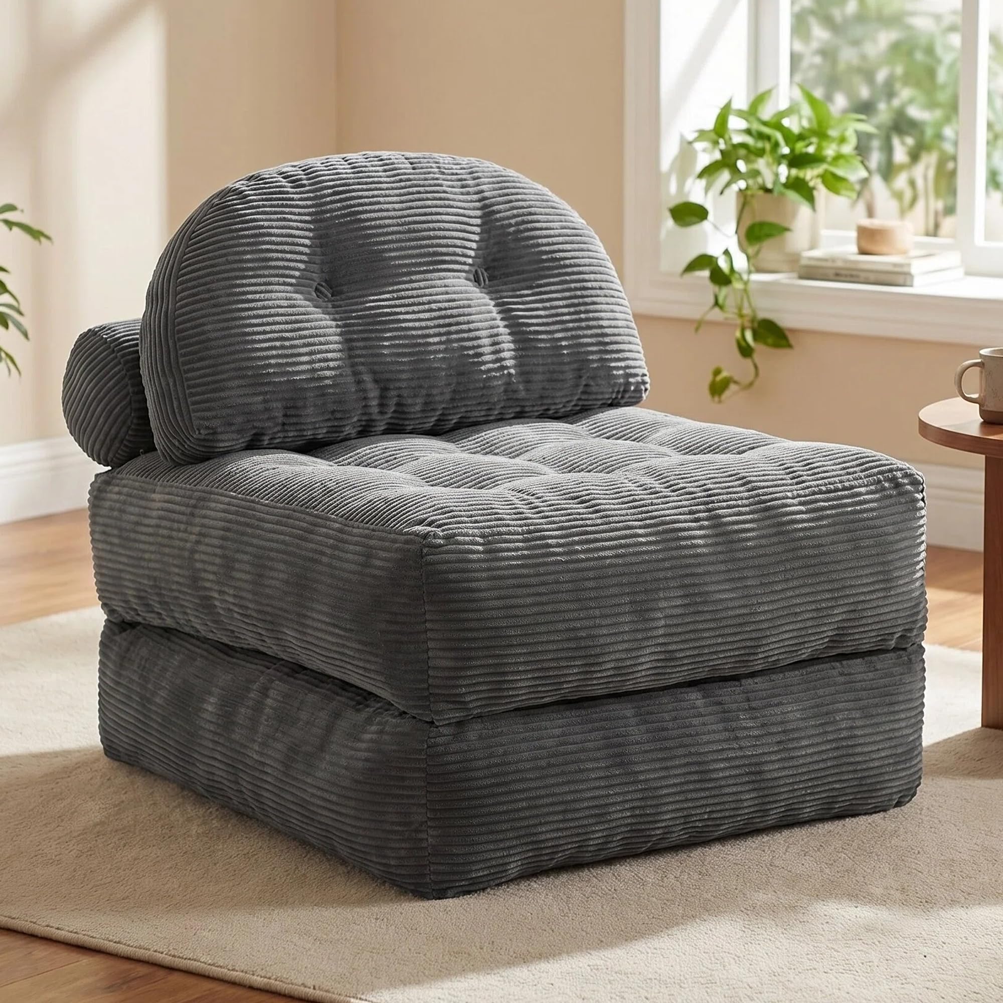 Qundicy Folding Sofa Bed, 3-in-1 Lazy Sofa Chair with Adjustable Backrest, Soft Bean Bag Chair Lounger for Living Room, Bedroom, Guest Room, Oversized Sleeper Chair