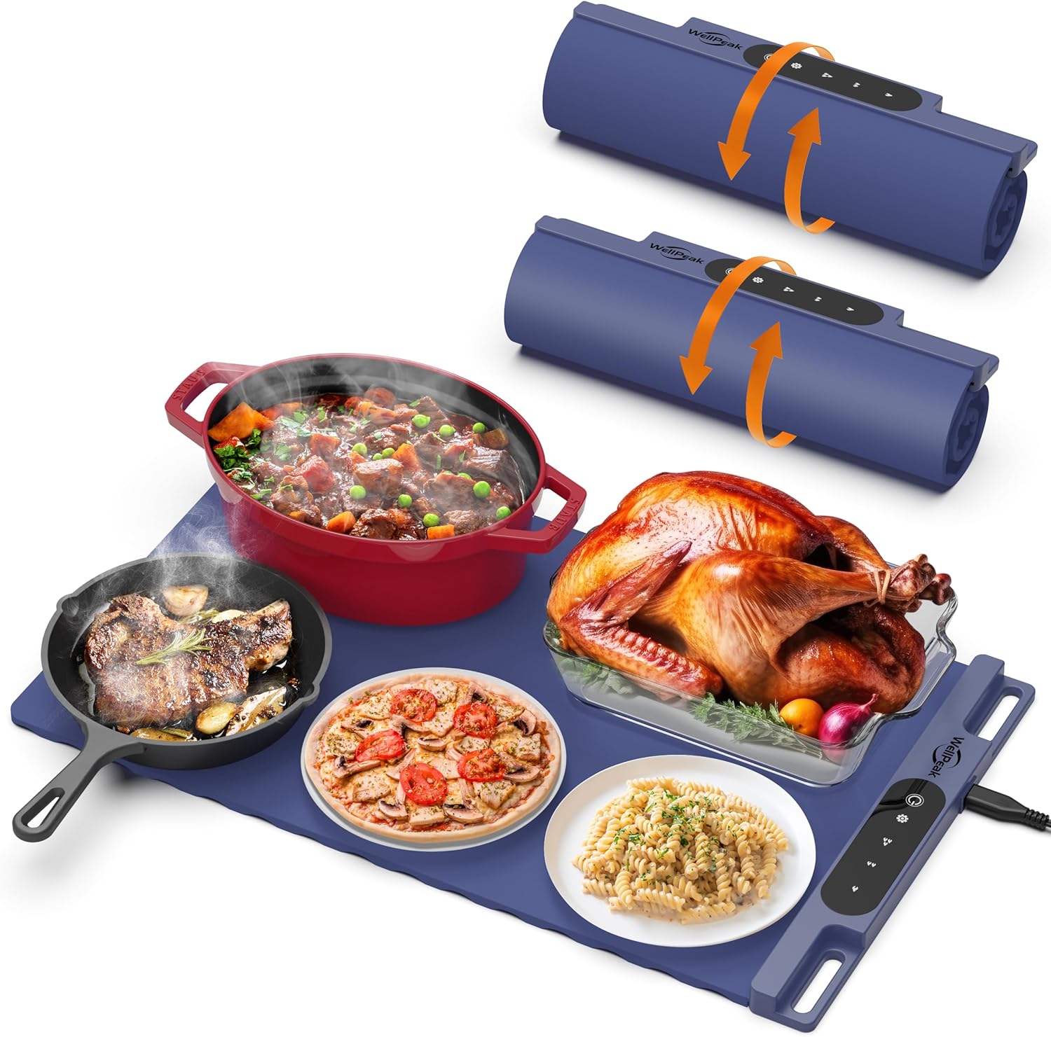 Tapete de calentamiento eléctrico para alimentos (paquete de 2 unidades), bandeja calentadora de silicona de calentamiento rápido de superficie