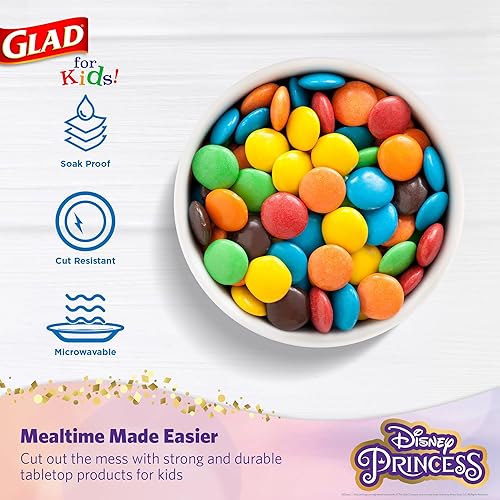 Miniatura 3 de Glad Cuencos de papel de princesa Disney para niños, tapas no incluidas, marco floral, cuenco de princesas para uso diario, 6 onzas, 32 unidades