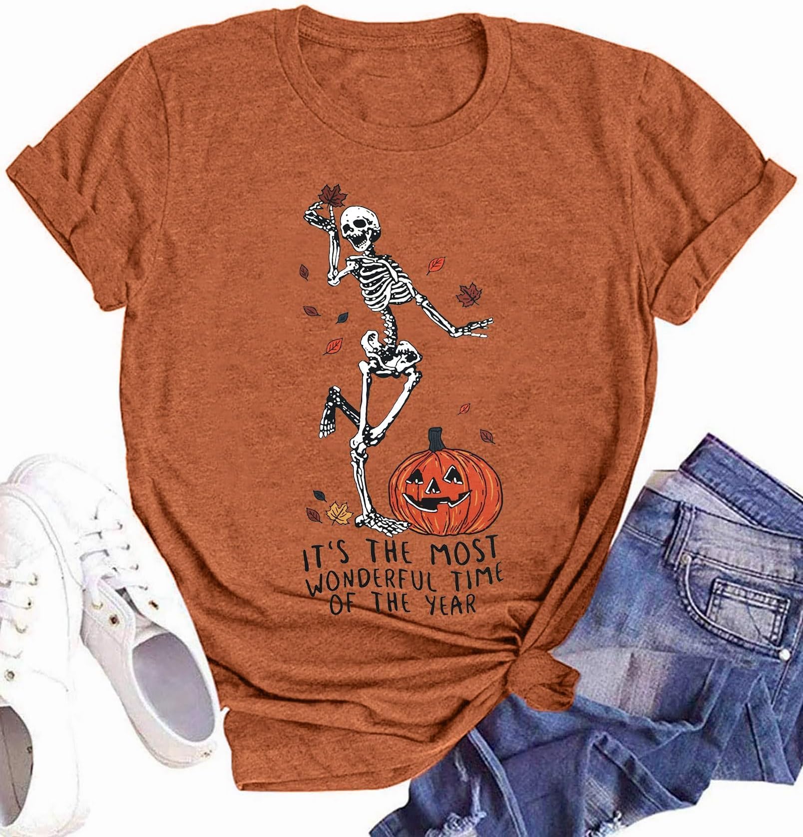Halloween Shirts for Women Fall Pumpkin Graphic Tees Thanksgiving Short Sleeve Shirt Autumn Holiday Tops