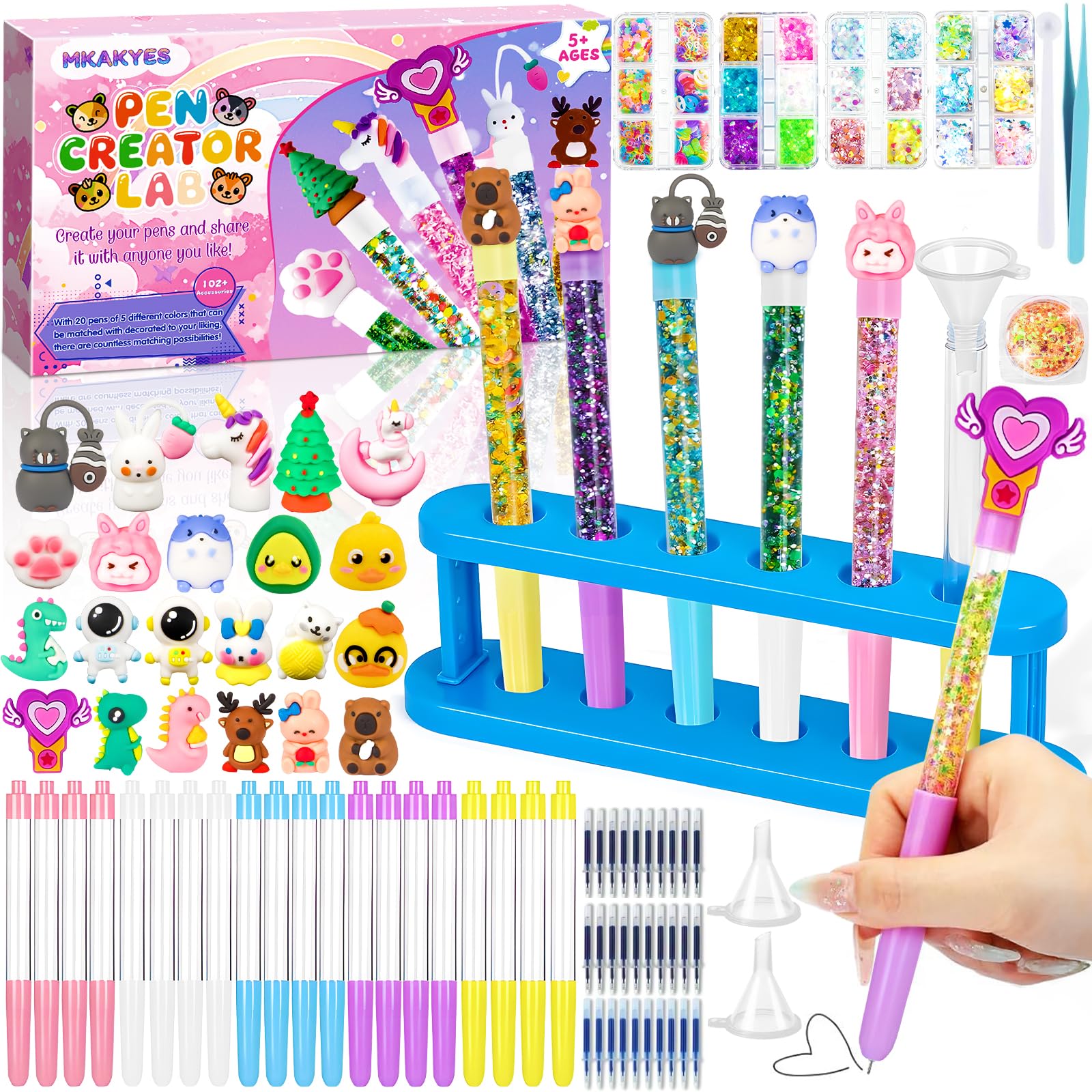 MKAKYES DIY Penset, Penset met 82 accessoires, Knutselset voor kinderen vanaf 6 jaar, Gepersonaliseerde pennen om zelf te maken