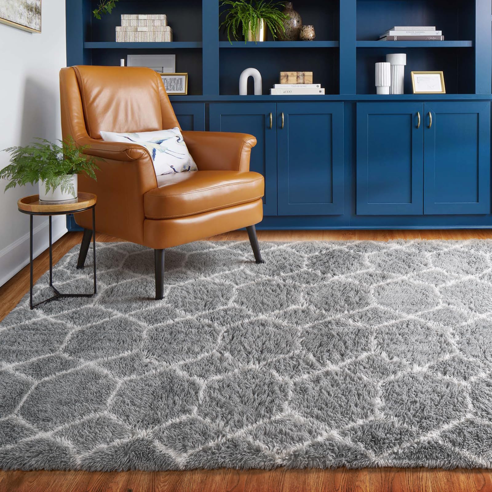 Tapis Salon 180x270cm Géométrie, Tapis Chambre Cool Gris et Blanc, Lavable En Machine Grand Tapis a Motif, Doux Shaggy AntidéRapant Moquette, pour Descente de Lit et Salle de Repos, Chambre Enfant