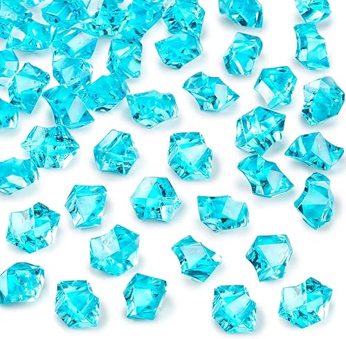 DomeStar Rocas de hielo trituradas falsas, 150 unidades de diamantes falsos de plástico, cubos de hielo de acrílico transparente, cristales de