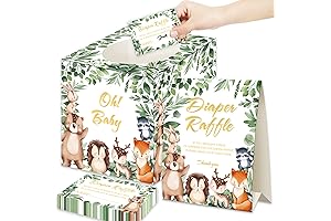 Woodland Girl Baby Shower Decorations: 52PCS Woodland Diaper Raffle Tickets with Box