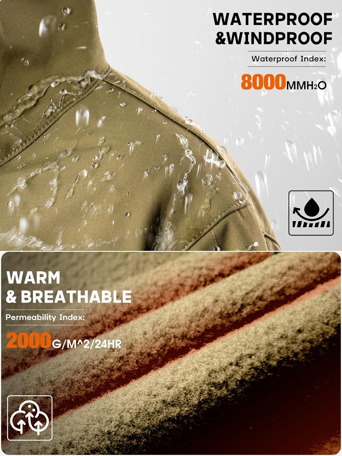 FREE SOLDIER Men’s Outdoor Waterproof Soft Shell Hooded Military Tactical Jacket