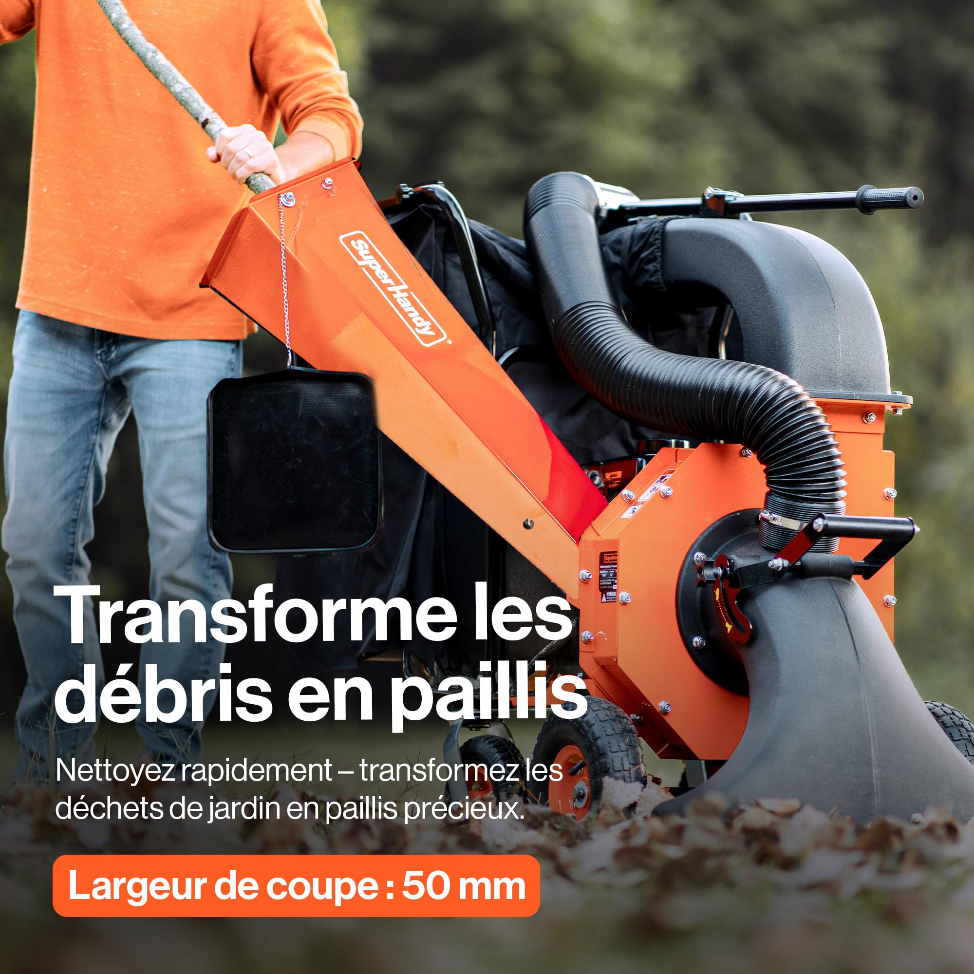 SuperHandy Aspirateur à Feuilles & broyeur de Bois, 196 cm³, Sac 175 L