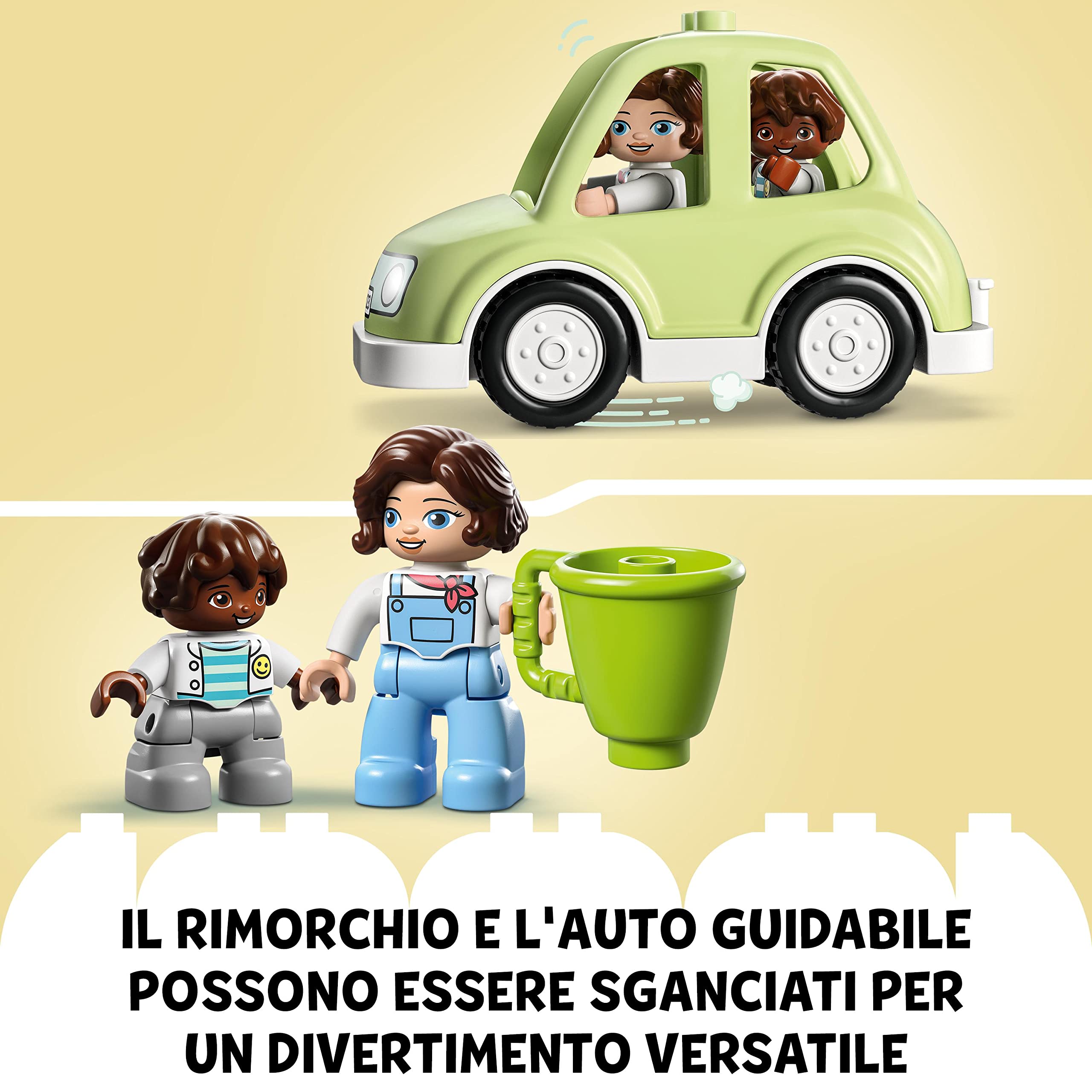 LEGO DUPLO Town Casa su Ruote, Set da Campeggio con Mattoncini Grandi e Figure, Macchina Giocattolo per Bambina e Bambino dai 2 Anni, Giochi Educativi 10986