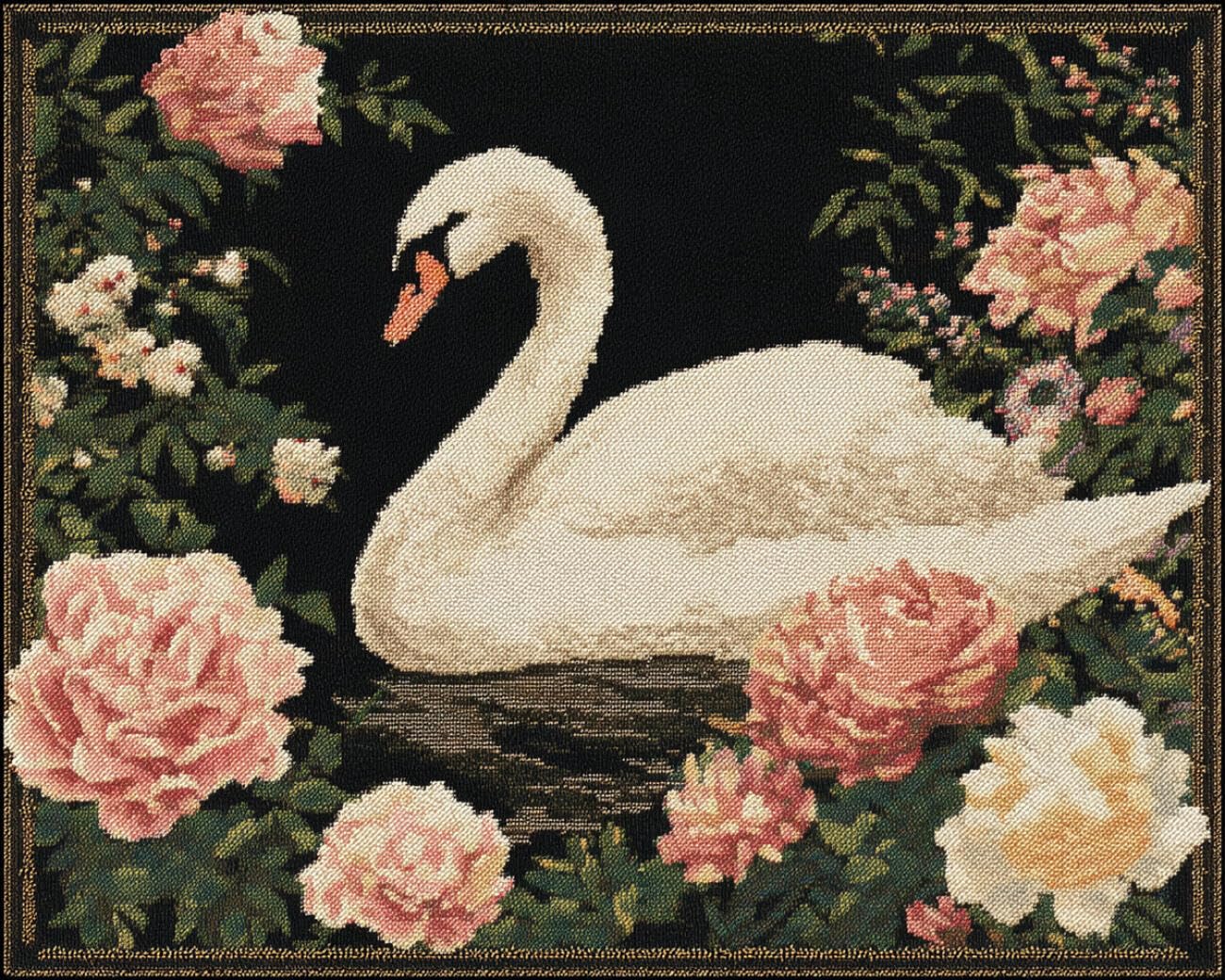 Henypt DIY Latch Hook Rug Kits Swans and Flowers 90x120cm